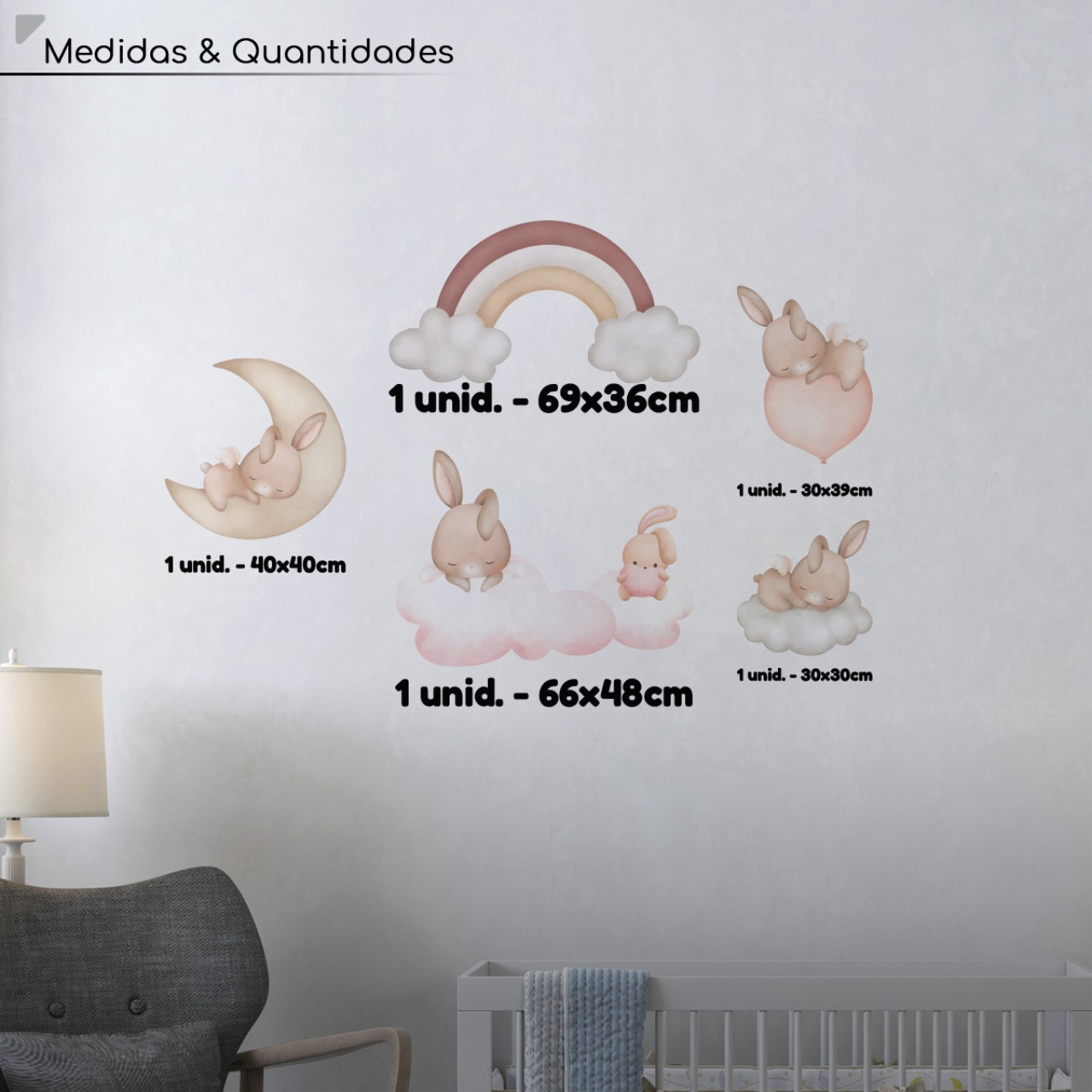 Adesivo de Parede Coelhinhos Sonecas