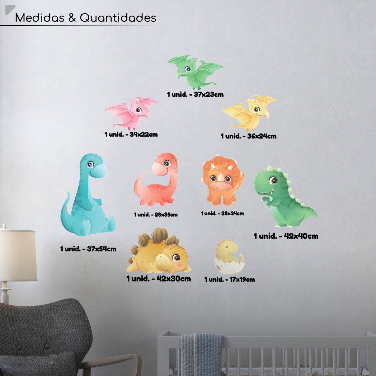 Adesivo de Parede Dinossauros Baby