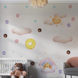 Adesivo de Parede Donuts e Nuvens
