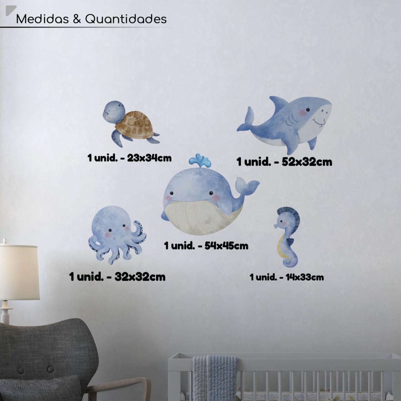 Adesivo de Parede Fundo do Mar Baby