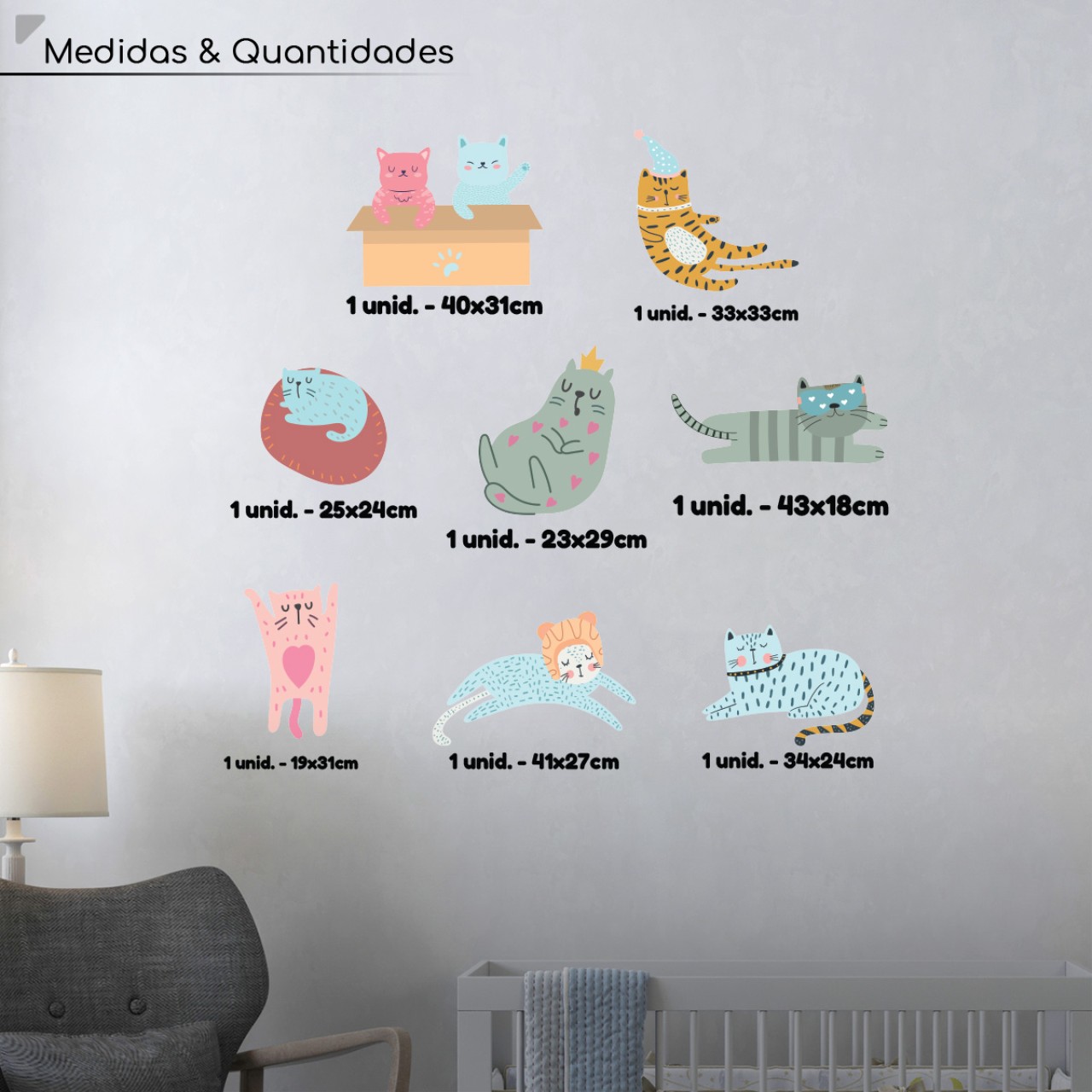 Adesivo de Parede Gatinhos