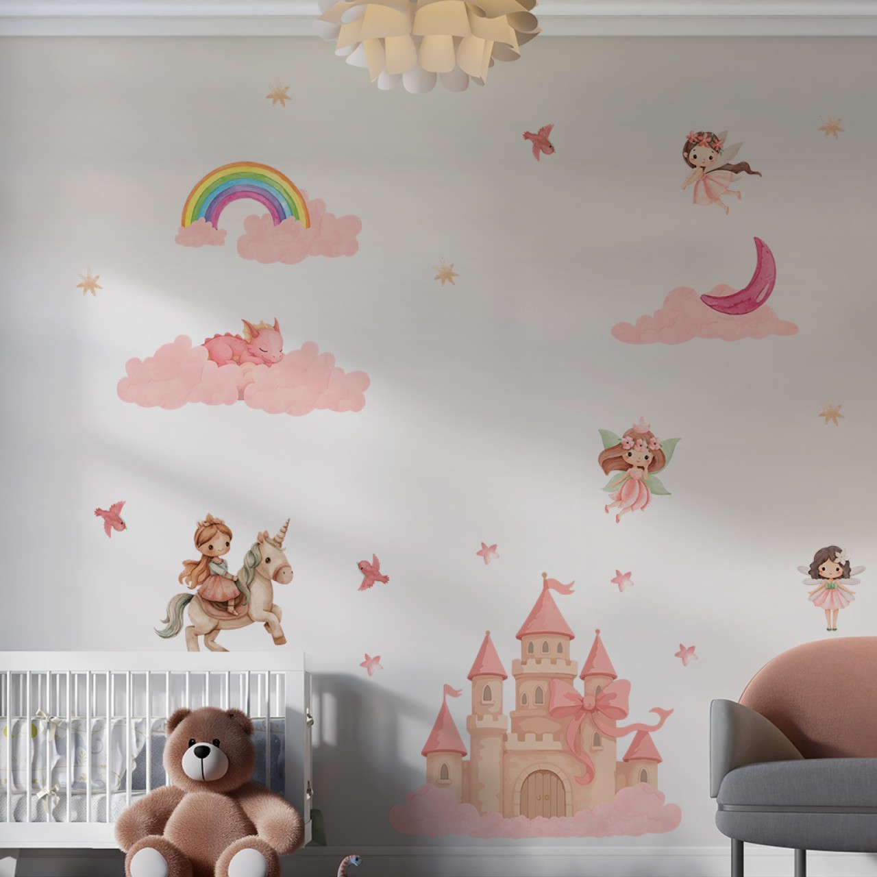 Adesivo de Parede Princesa e Unicórnio
