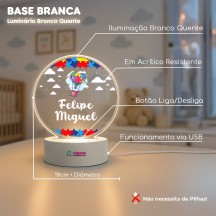 Luminária Autismo com Nuvens em Nome