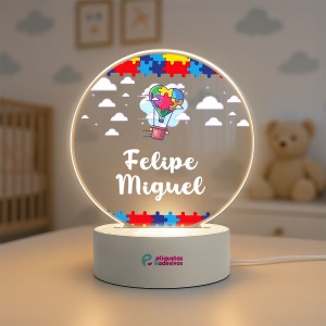 Luminária Autismo com Nuvens em Nome