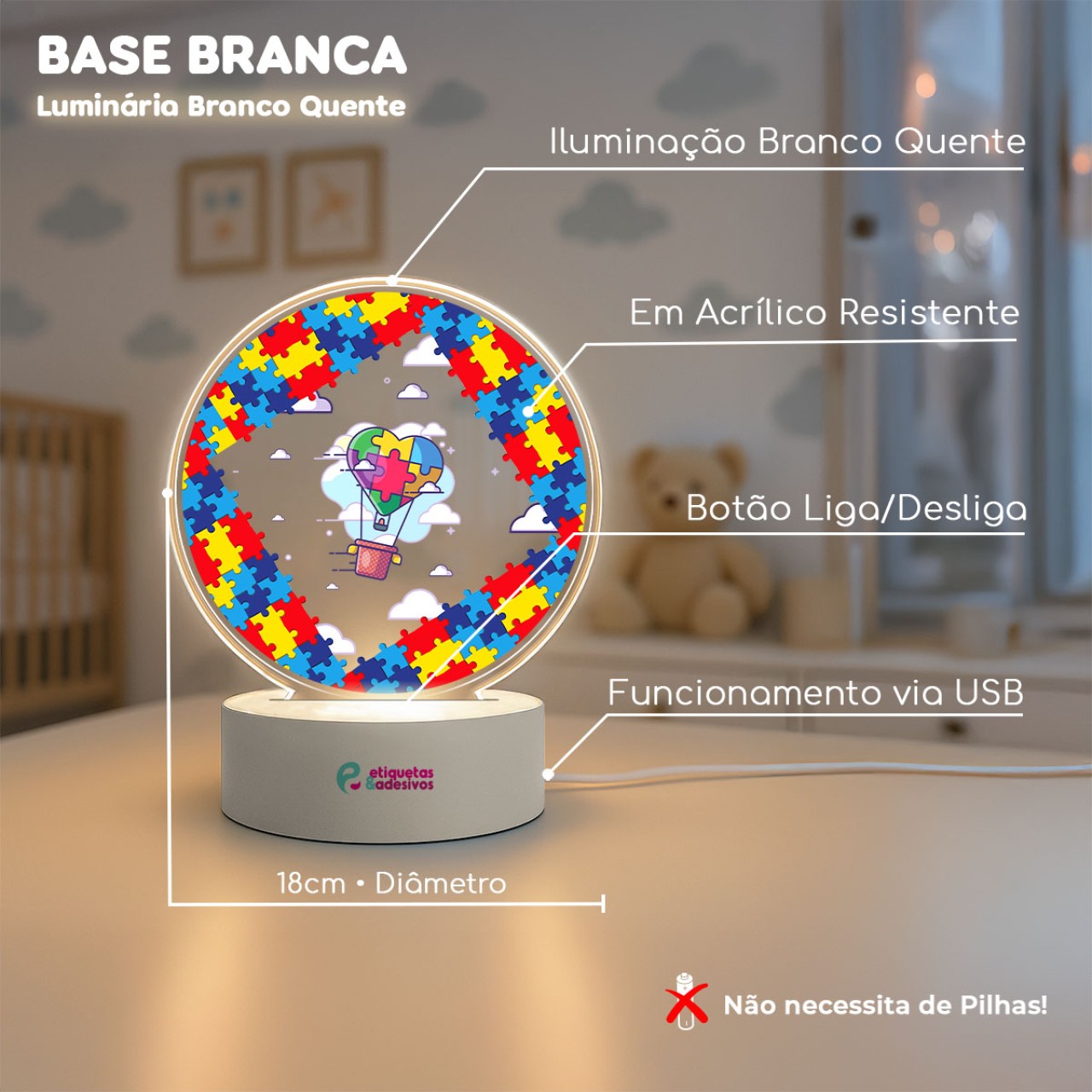 Luminária Autismo com Nuvens
