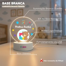 Luminária Autismo com Ursinho e Nome
