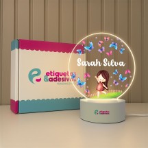 Luminária Borboleta com Menina e nome personalizado