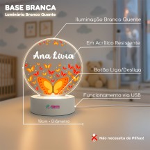 Luminária Borboletas com nome personalizado