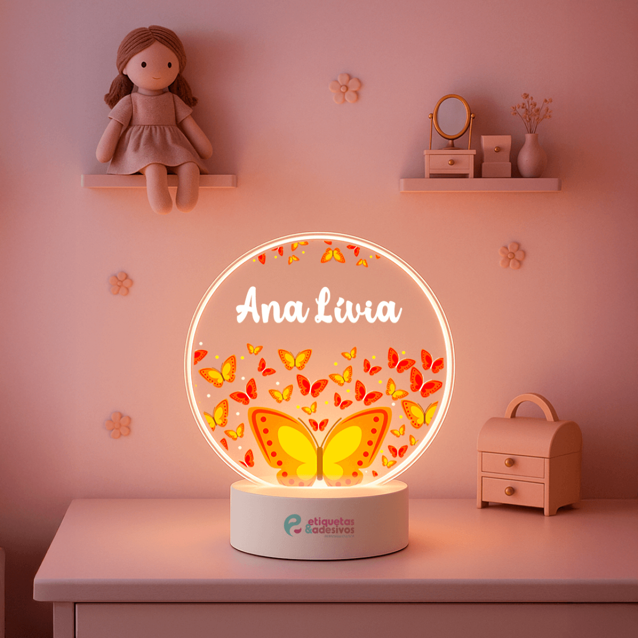 Luminária Borboletas com nome personalizado