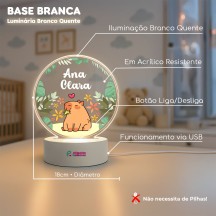 Luminária capivara em nome personalizado