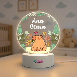 Luminária capivara em nome personalizado