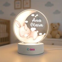 Luminária Coelhinho Soneca com nome personalizado