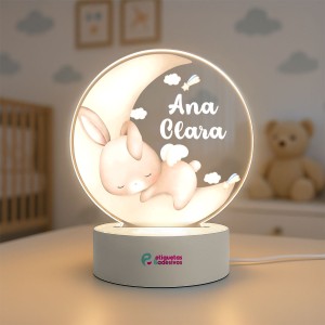 Luminária Coelhinho Soneca com nome personalizado