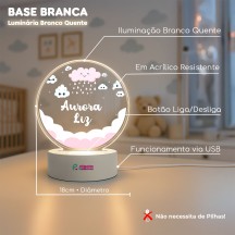 Luminária Céu e Nuvens com nome personalizado
