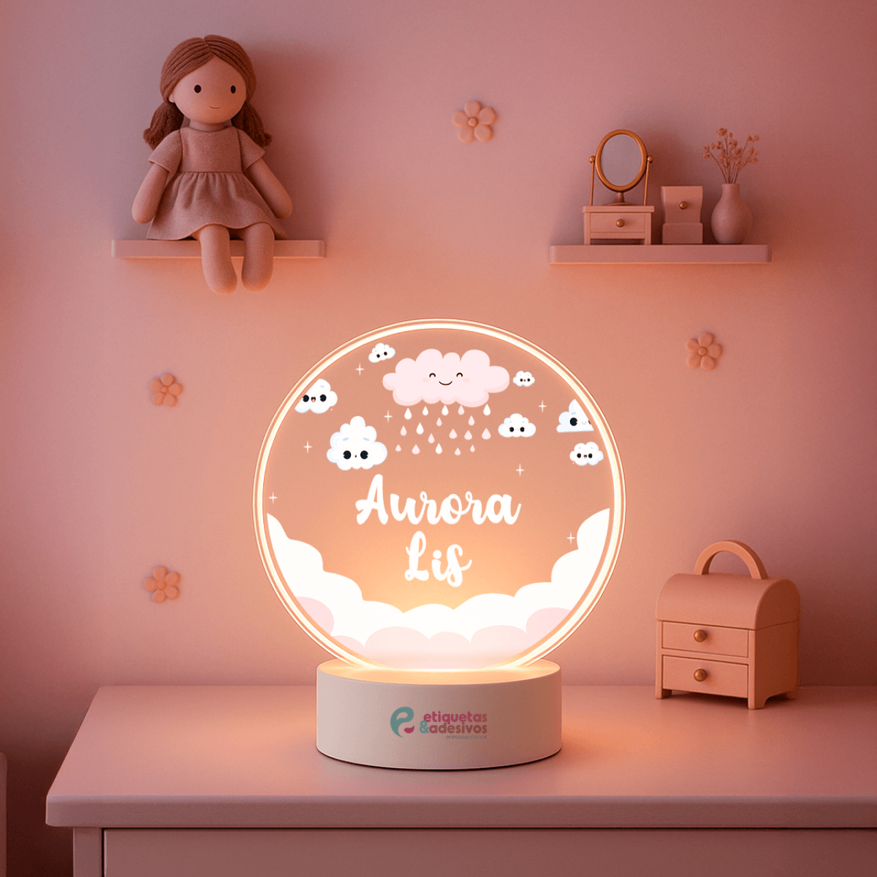 Luminária Céu e Nuvens com nome personalizado