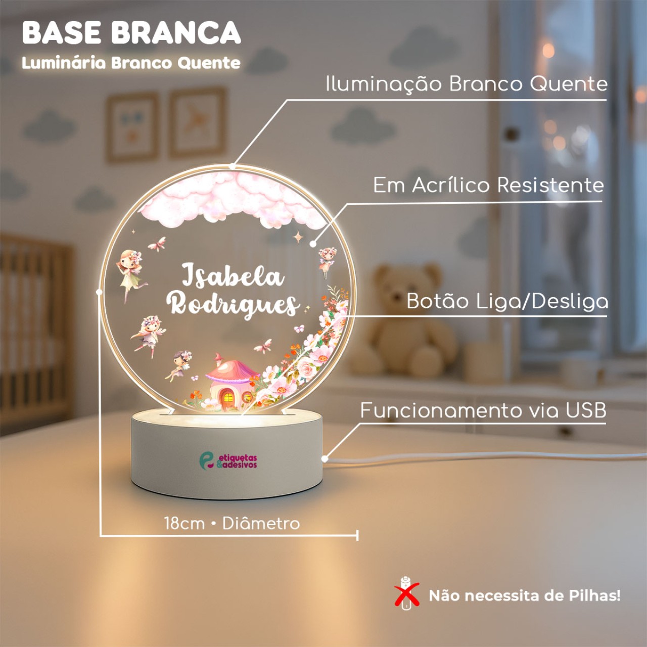 Luminária Fadinhas com Nome