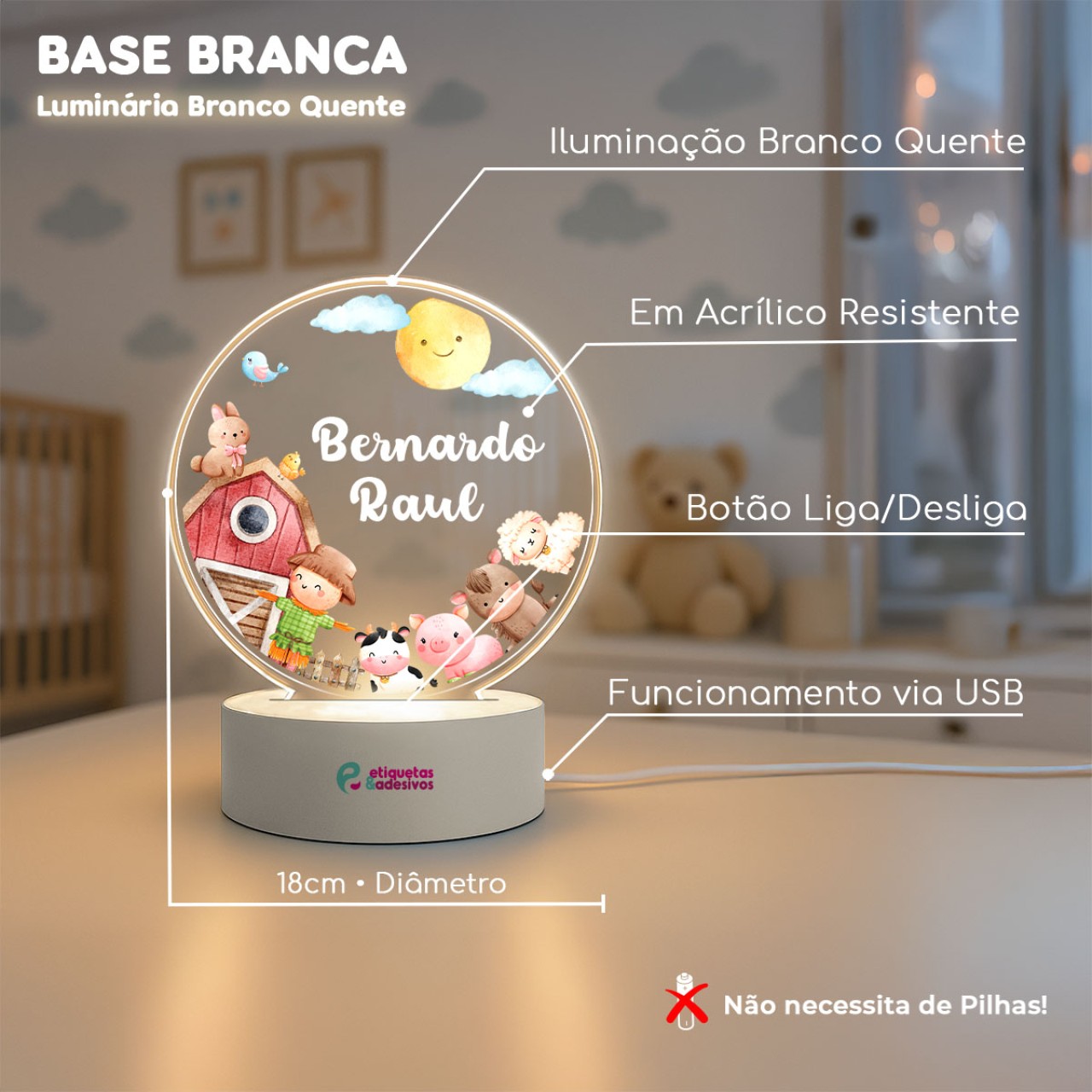 Luminária Fazendinha com Nome