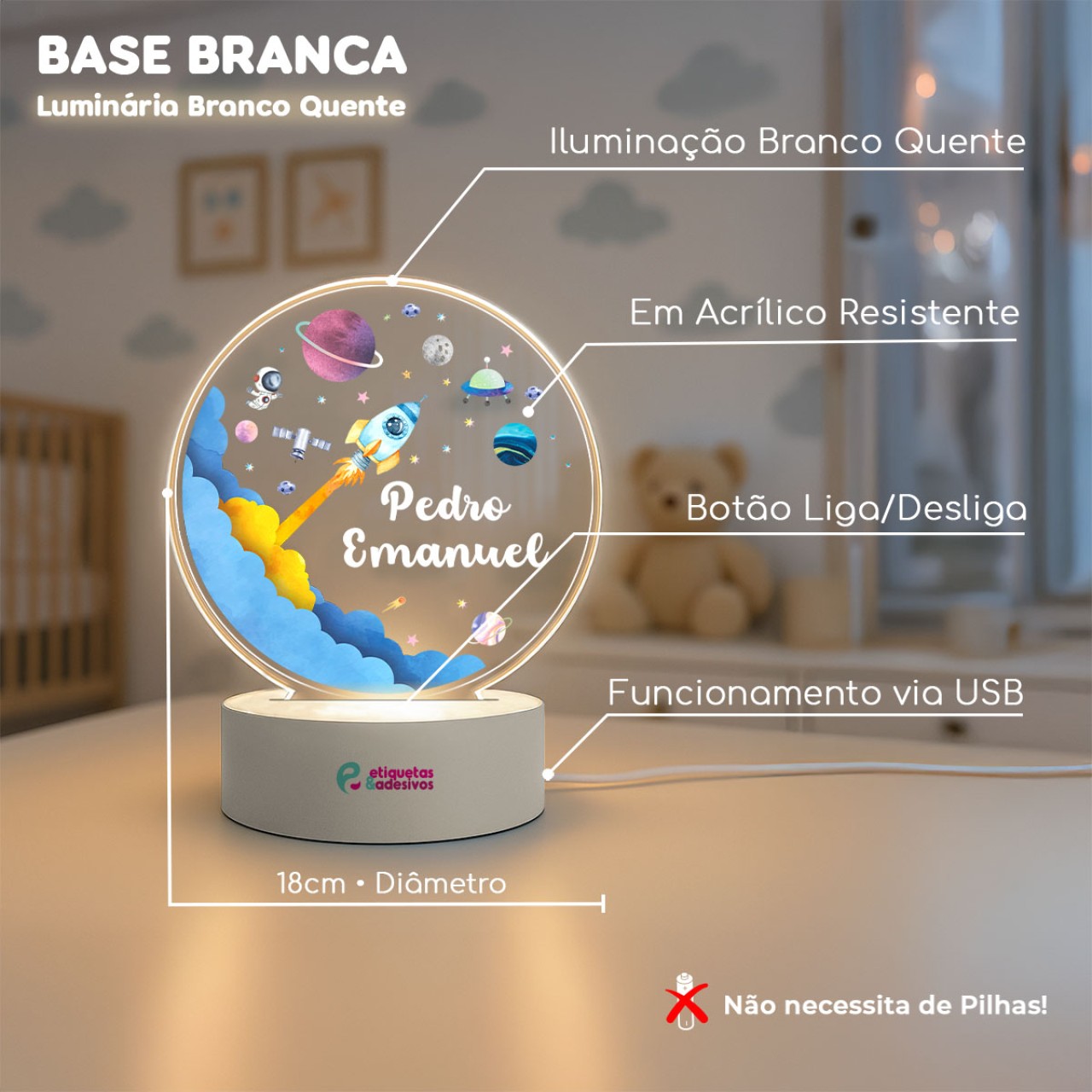 Luminária Foguetinho com Nome