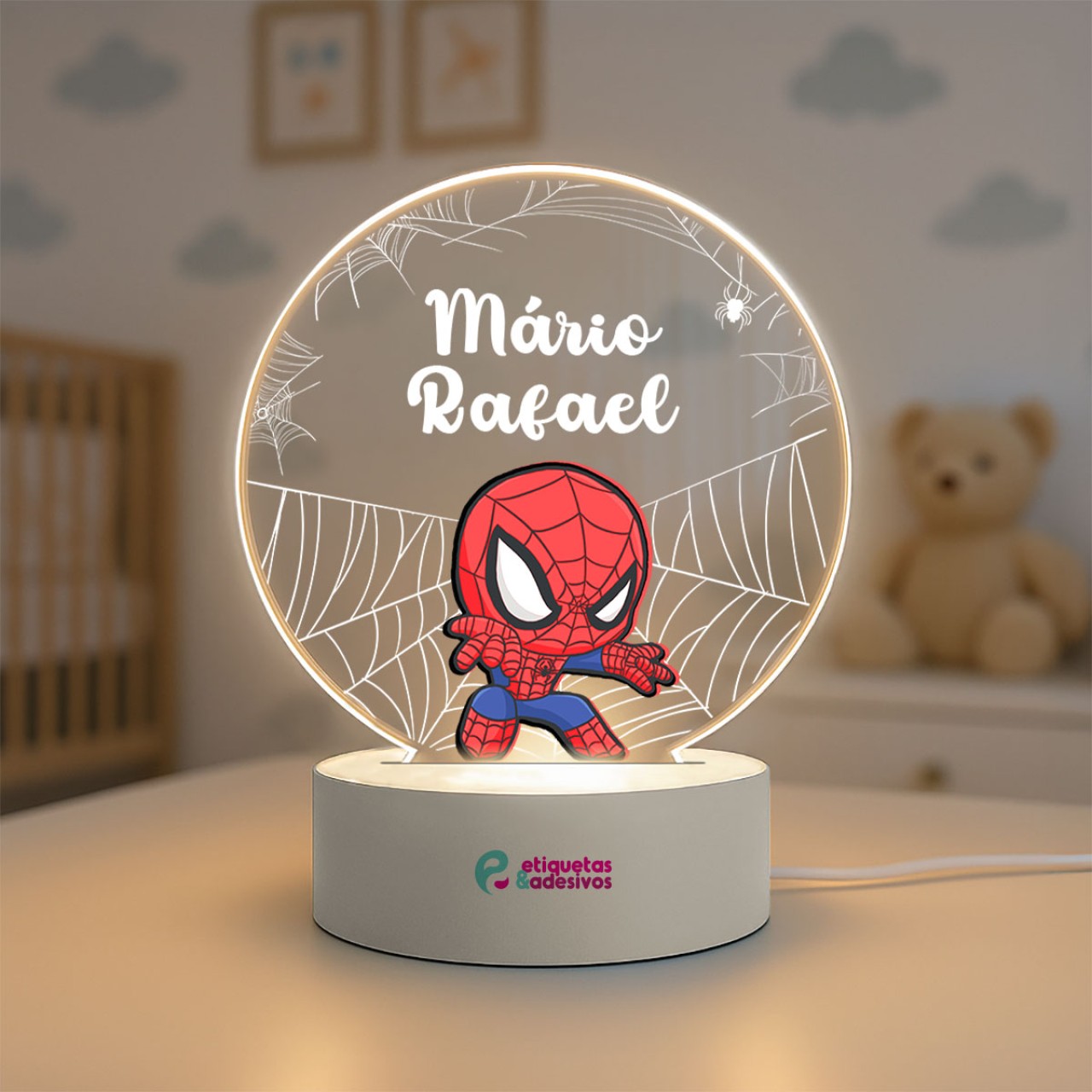 Luminária Homem Aranha com nome personalizado
