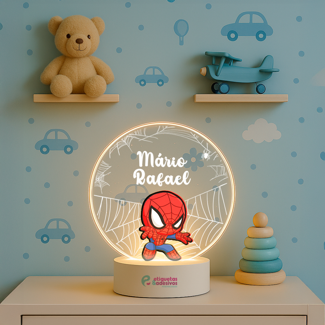 Luminária Homem Aranha com nome personalizado