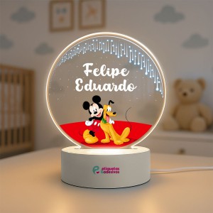 Luminária Mickey e pluto com nome personalizado
