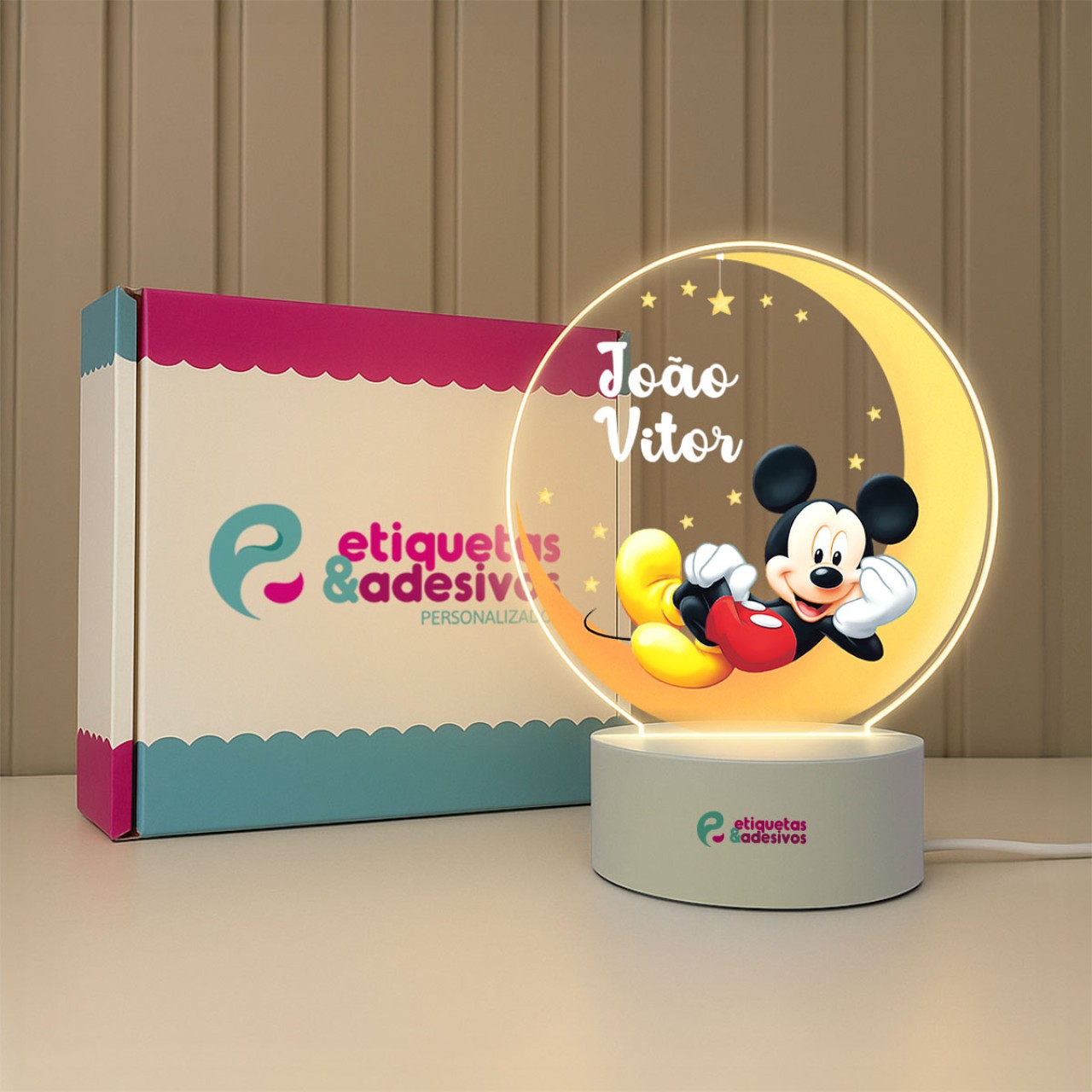 Luminária Mickey com nome personalizado