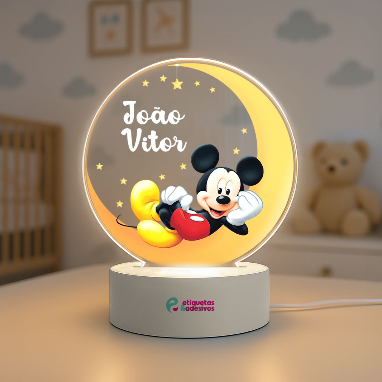 Luminária Mickey com nome personalizado