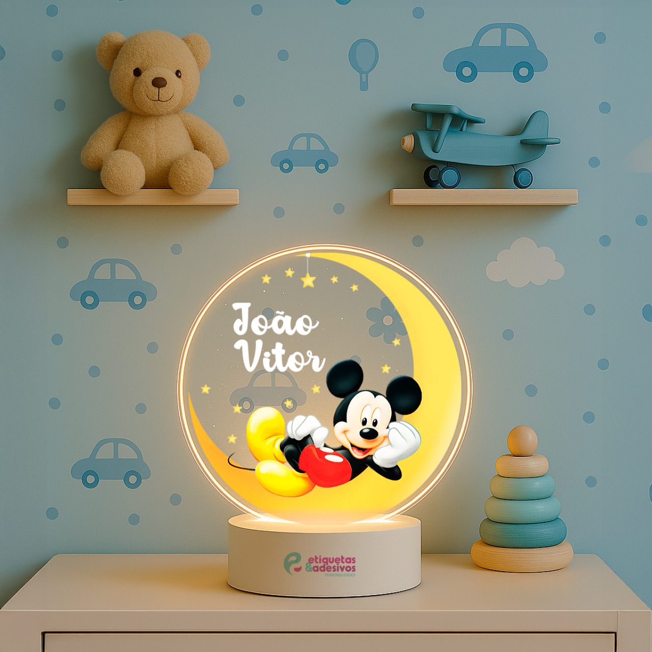 Luminária Mickey com nome personalizado
