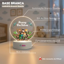 Luminária Minecraft 02 com nome personalizado