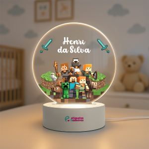 Luminária Minecraft 02 com nome personalizado