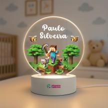 Luminária Minecraft com nome personalizado