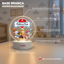 Luminária Patrulha Canina com nome personalizado
