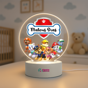 Luminária Patrulha Canina com nome personalizado