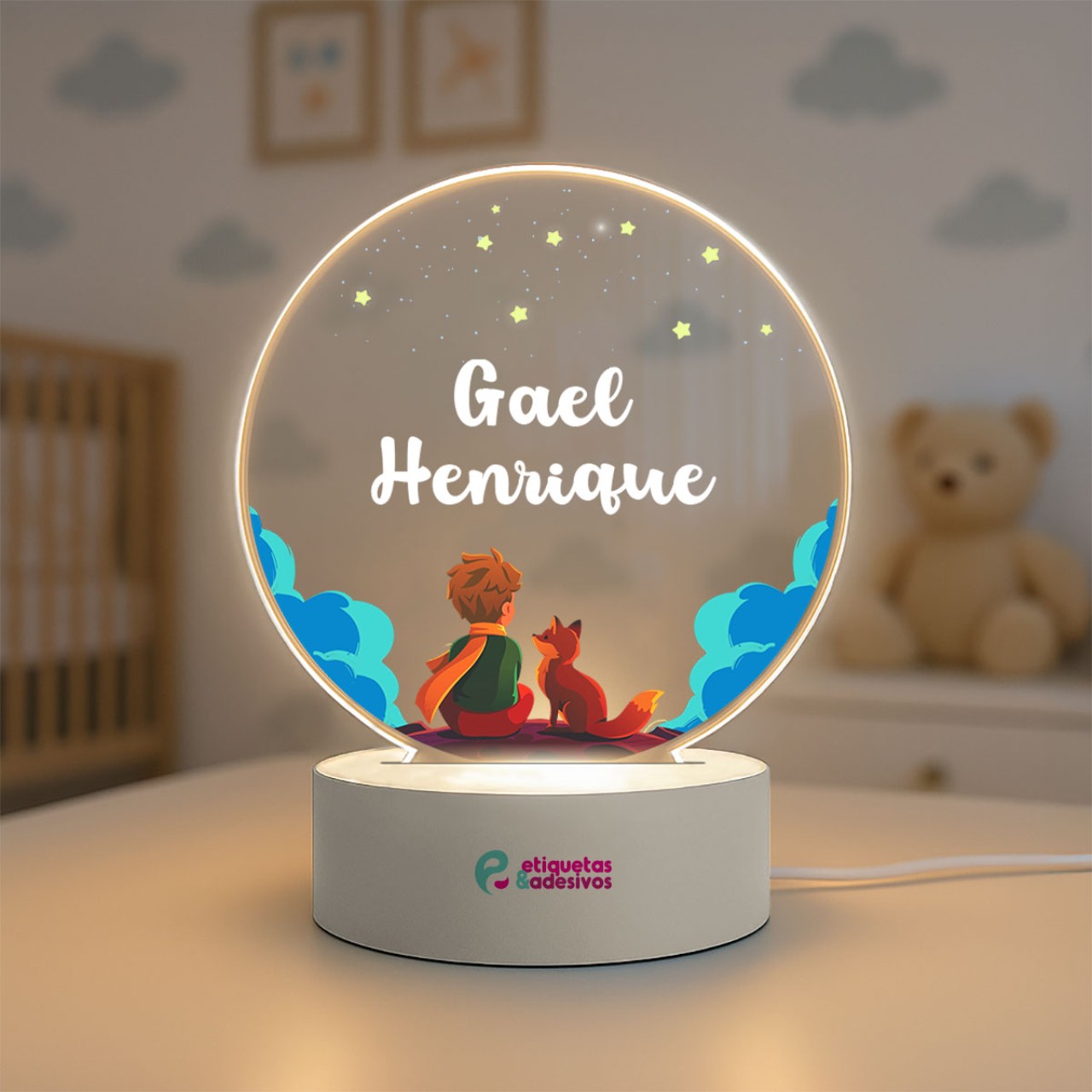 Luminária Pequeno Principe com nome personalizado