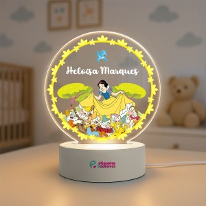 Luminária Princesa Branca de Neve com nome personalizado