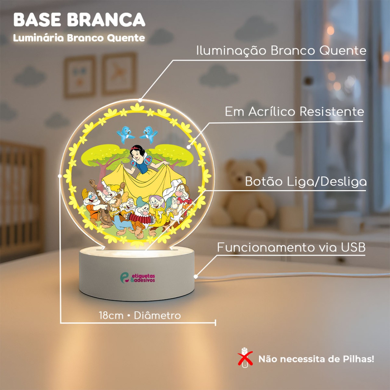 Luminária Princesa Branca de Neve