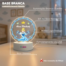 Luminária Princesa Cinderela com nome personalizado