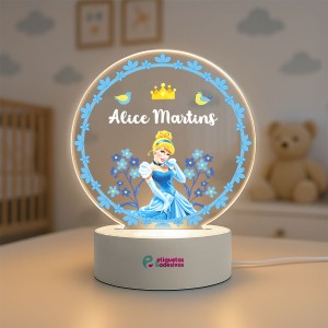 Luminária Princesa Cinderela com nome personalizado