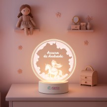 Luminária Princesa e Unicórnio com nome personalizado