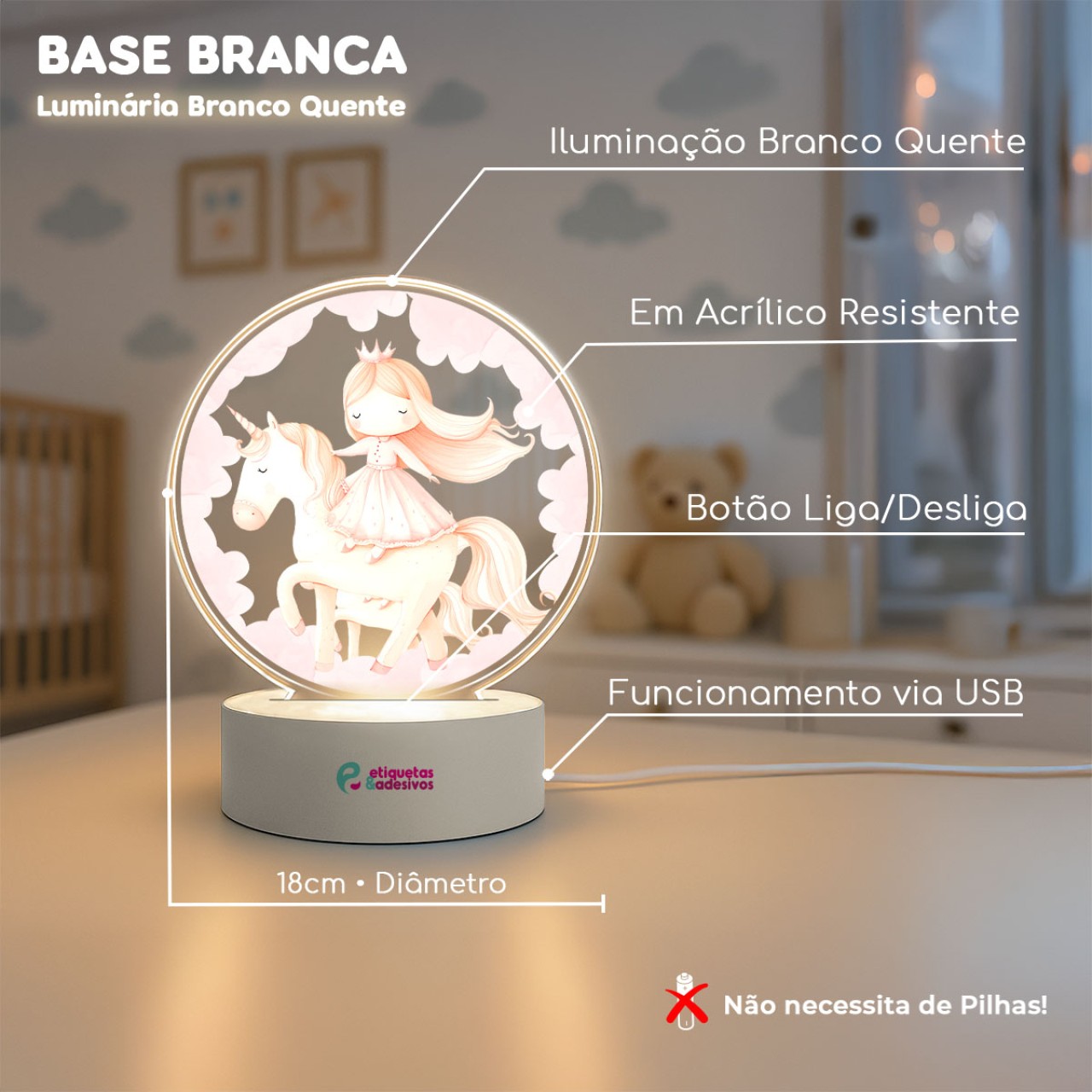 Luminária Princesa e Unicórnio