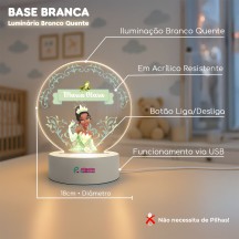 Luminária Princesa e o Sapo com nome personalizado