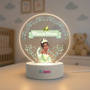 Luminária Princesa e o Sapo com nome personalizado