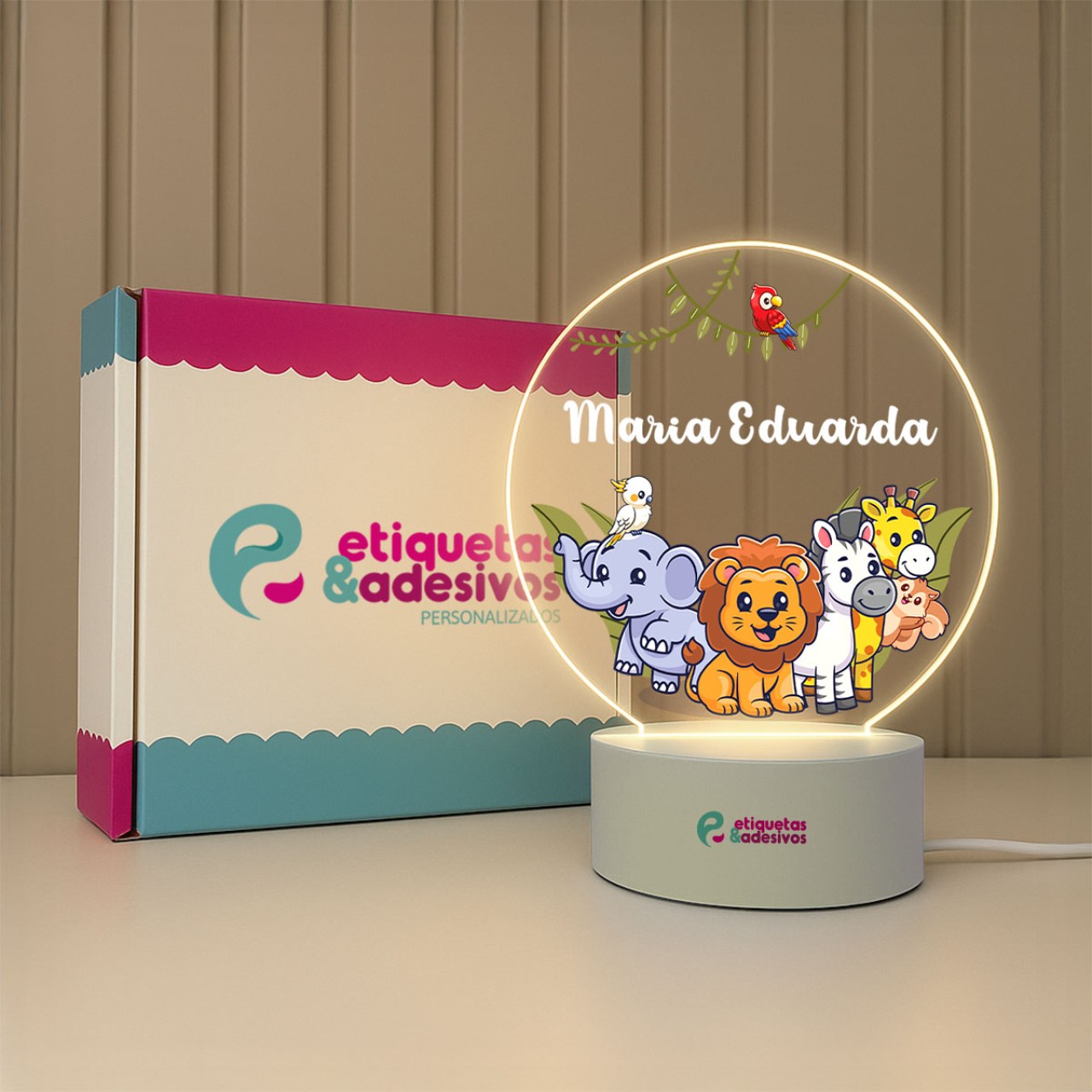 Luminária Safari Baby com nome personalizado
