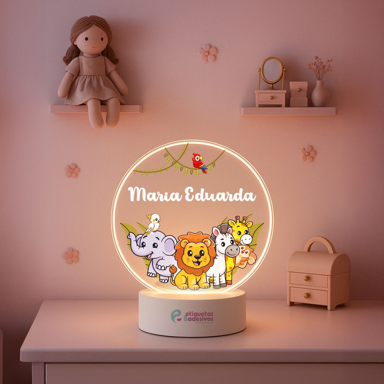 Luminária Safari Baby com nome personalizado
