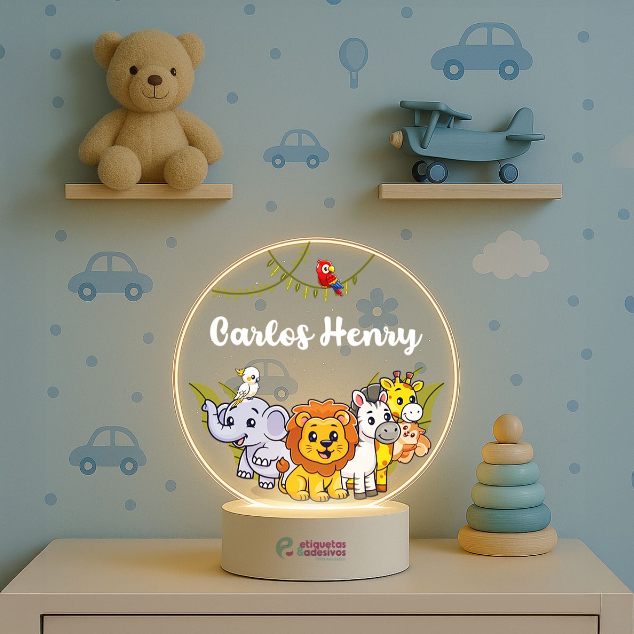Luminária Safari Baby com nome personalizado