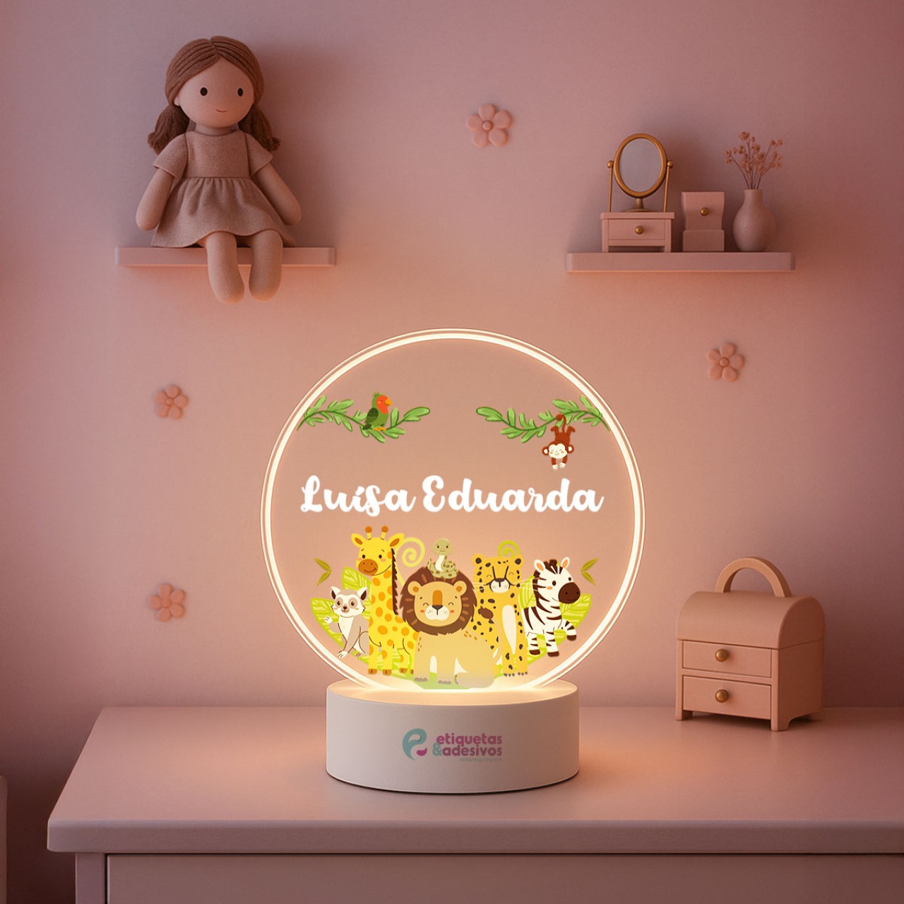 Luminária Safari Cute 01 com nome personalizado