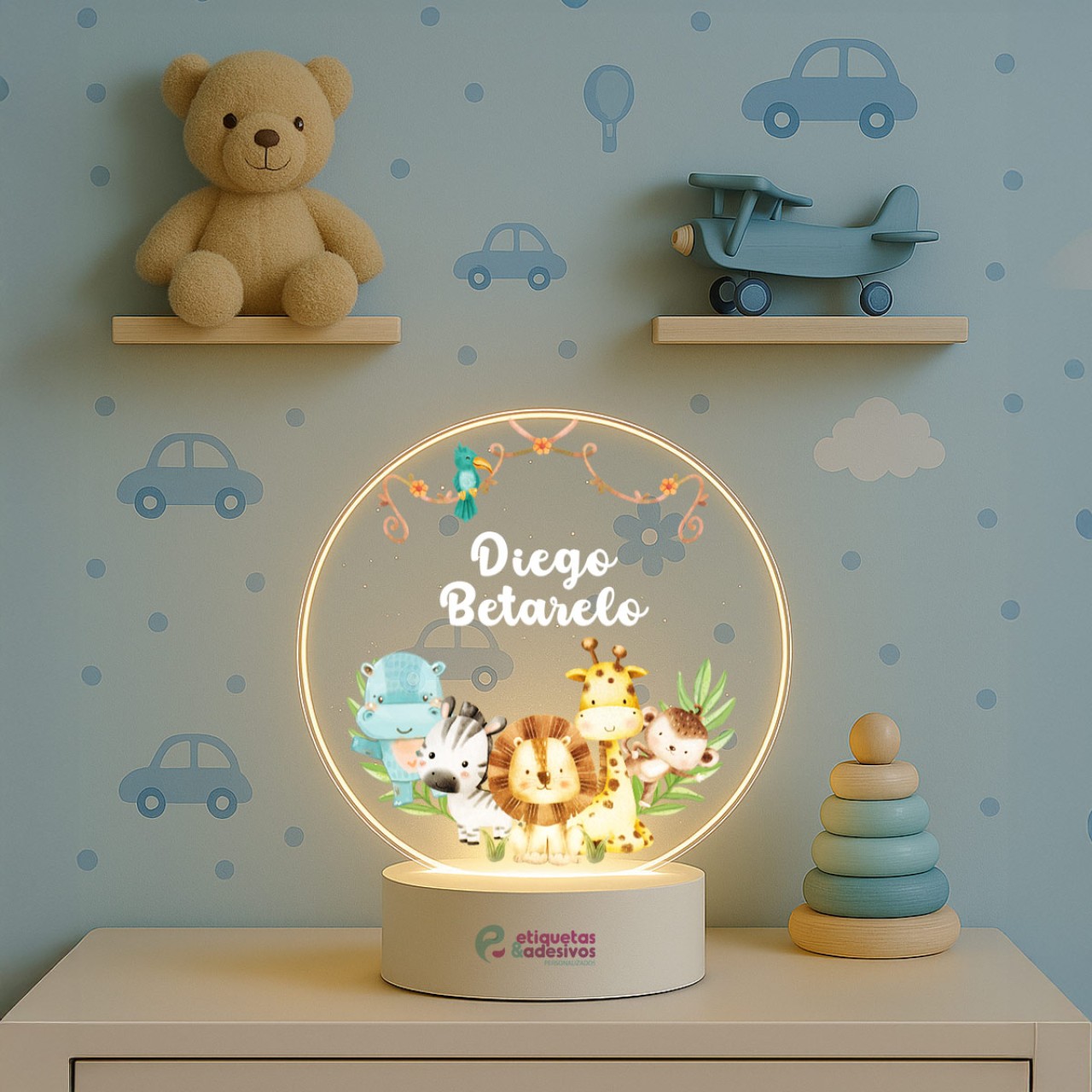 Luminária Safari Cute com nome personalizado