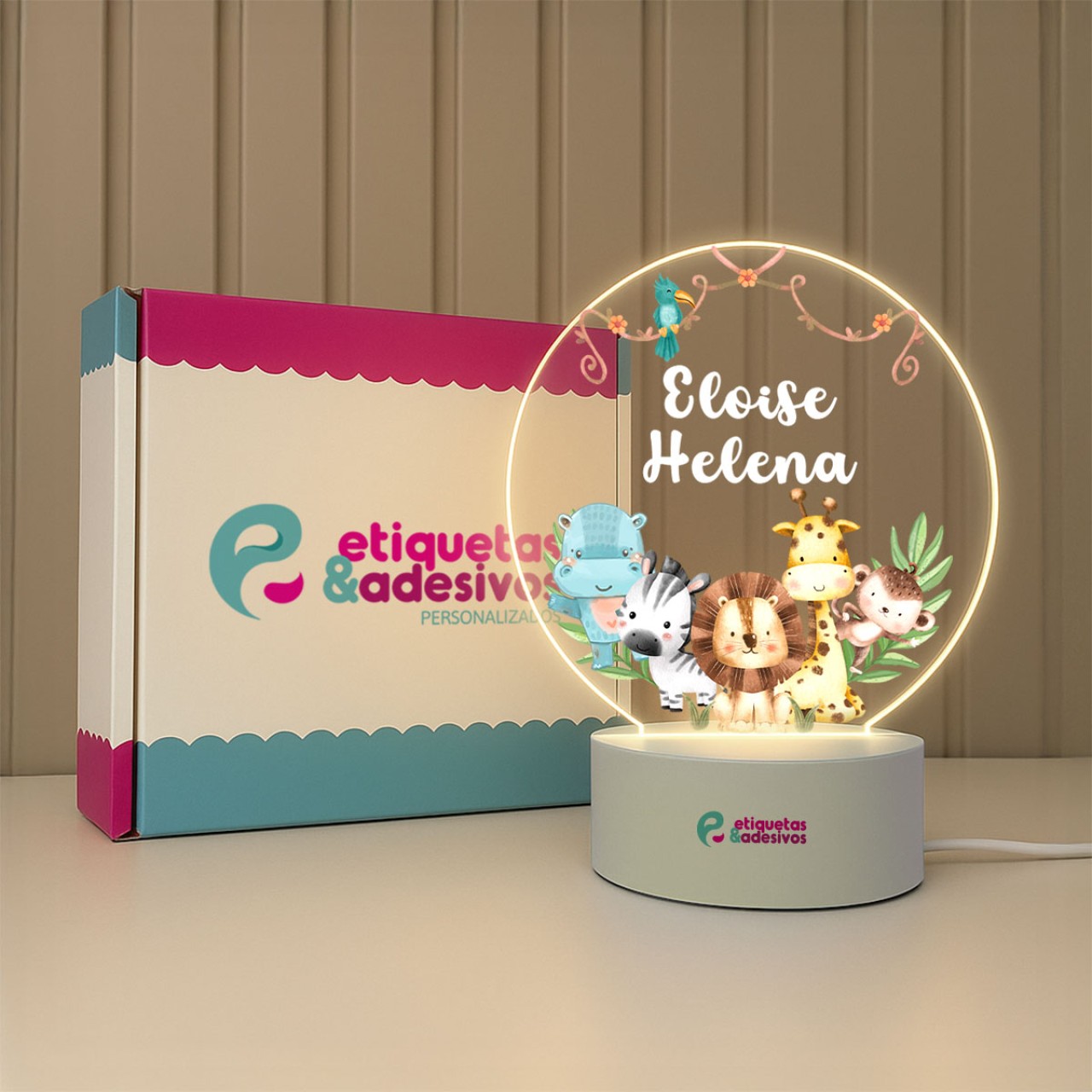 Luminária Safari Cute com nome personalizado