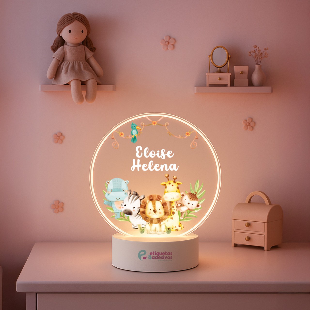 Luminária Safari Cute com nome personalizado