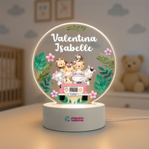 Luminária Safari Menina com nome personalizado